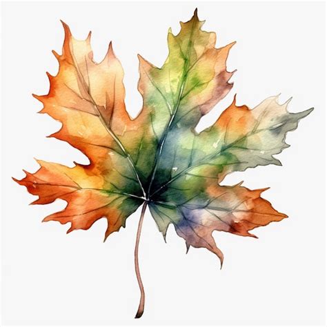 Premium AI Image Watercolor Leaf With The Word Autumn On It