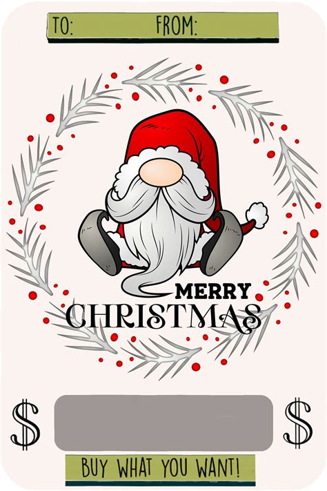 50 Free Printable Christmas Money Cards: Free Money Holders