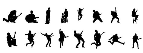 Vector Collection Of Silhouettes Of People Playing Guitar Guitar