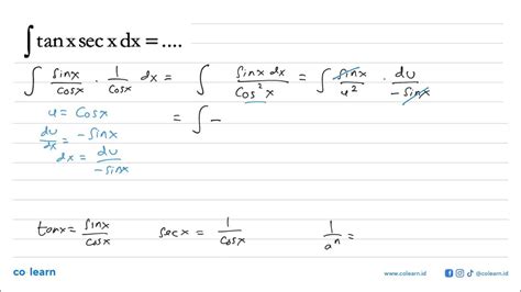 Integral Tan X Sec X Dx Youtube