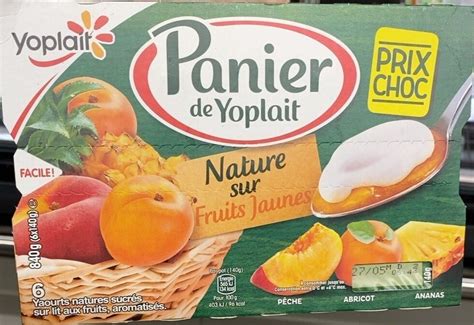 Panier de Yoplait Nature sur Fruits Jaunes Pêche Abricot Ananas 6 x