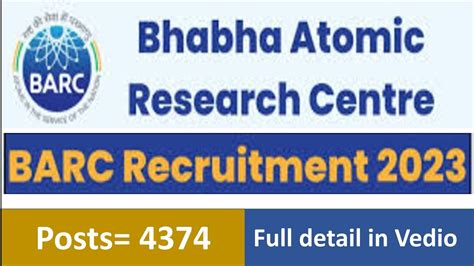 BARC Recruitment 2023 BARC Various Vacancies 2023 Out YouTube