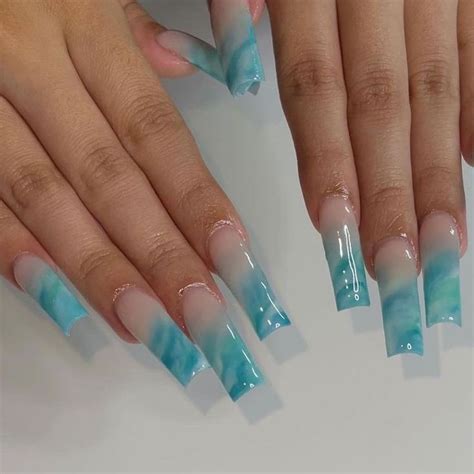 Pin By On Aes Nails Blue Acrylic Nails Marble Acrylic Nails