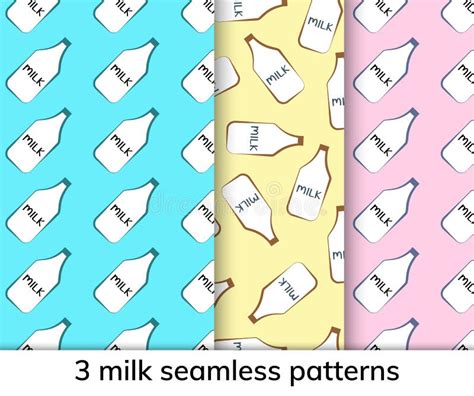 Milk Seamless Pattern Set Of Three Seamless Backgrounds For Chi Stock