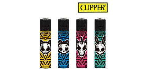 Briquets Clipper collection x4 briquets Modèle Animal Skulls