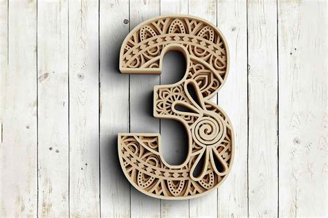 3d Layered Floral Numbers Svg Dxf Graphic By Rishasart · Creative Fabrica