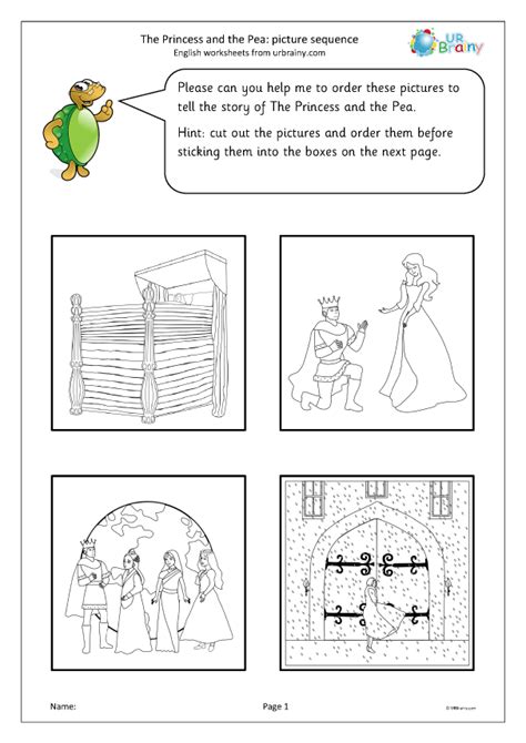 The Princess And The Pea Picture Sequence Black And White Fairy Tales By