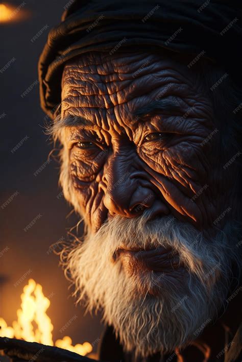 Premium Photo | A portrait of an old man with wrinkles on his face