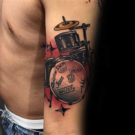 70 Drum Tattoos für Männer Musikinstrument Design Ideen Mann Stil