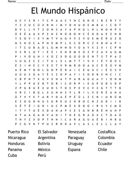 El Mundo Hispánico Word Search WordMint