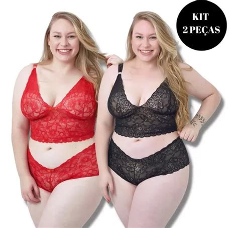 Kit 2 Conjunto Lingerie Plus Size Espera Marido Sensual Sexy MercadoLivre