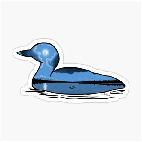 "Loon Silhouette - Moonlight" Sticker by EcoElsa | Redbubble