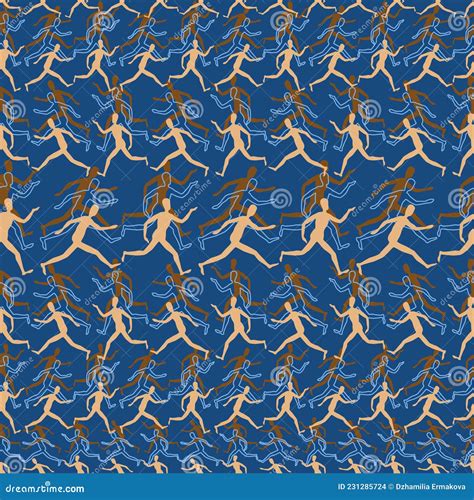 Fondo Fluido De Siluetas Abstractas Figuras Humanas Corriendo En Filas