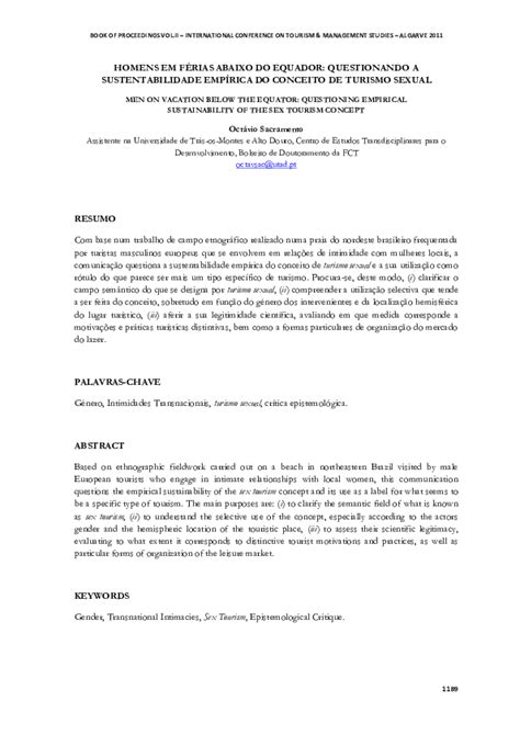 Pdf Homens Em Férias Abaixo Do Equador Questionando A