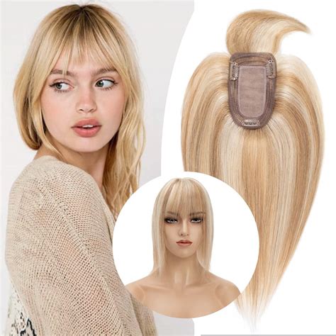 Hairro Clip In Hair Toppers With Bangs Inch P Golden Brown