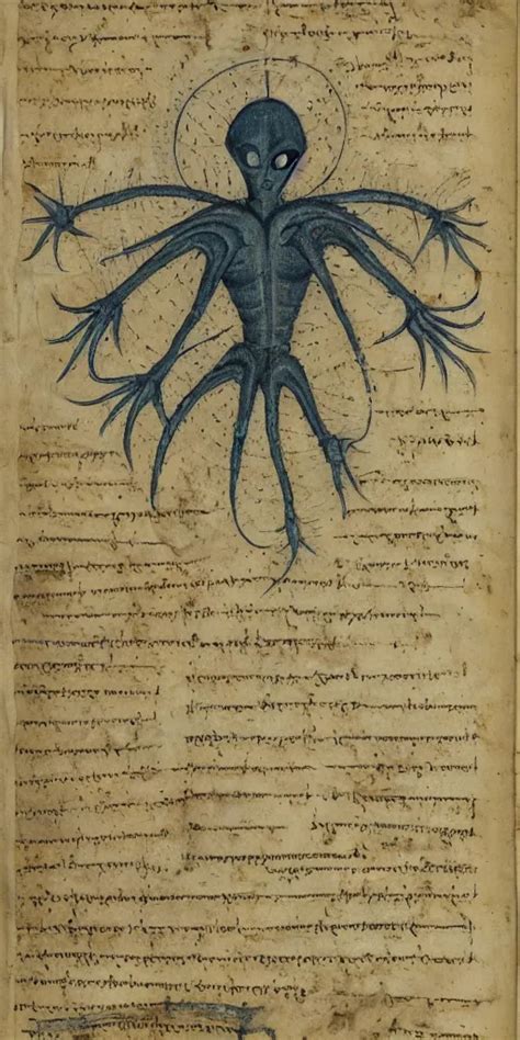 A Page Of The Voynich Manuscript Depicting An Alien Stable Diffusion