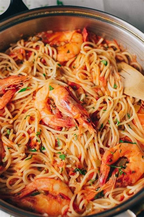 Shrimp Spaghetti With Fresh Tomato Sauce From Scratch Real Greek