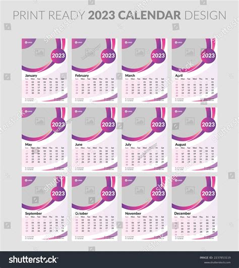 2023 Calendar Editable Illustration Page Template Stock Vector (Royalty ...