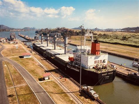 Ships Crossing The Panama Canal Miraflores Locks Panama City