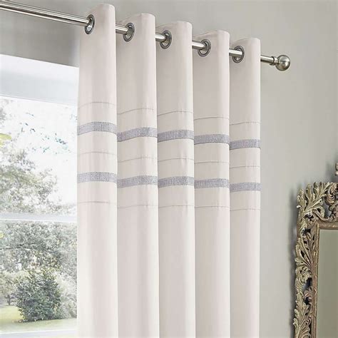 Diamante Stripe Silver Thermal Eyelet Curtains Dunelm White Eyelet