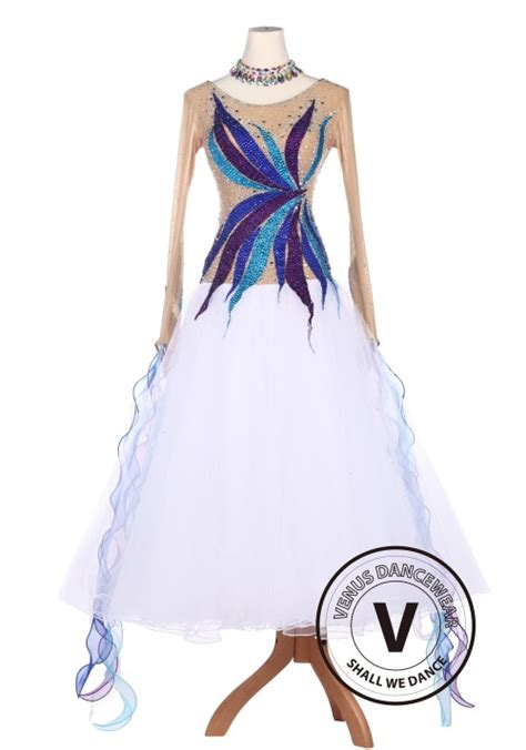 White Beautiful Standard Smooth Tango Waltz Competition Ballroom Dress