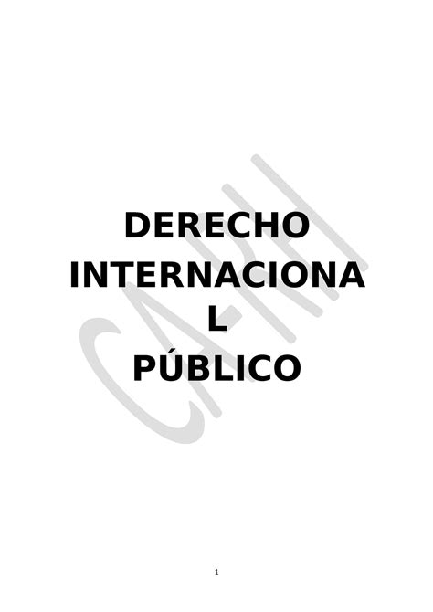 Derecho Internacional Publico Derecho Internaciona L PÚblico Tema 1