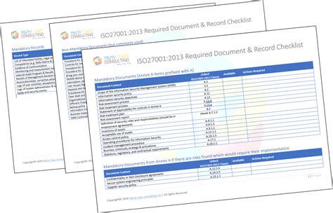 Iso27001 2013 Required Documents And Files Checklist