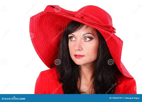 Young Woman In Red Hat Stock Image Image Of Person Makeup 18342797