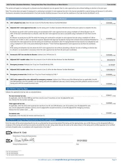 Fillable Online 2022 Tax Rate Calculation Worksheet City Of Groves