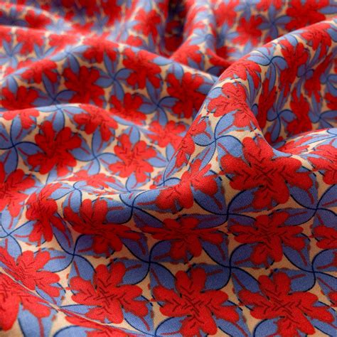 Tissu Au M Tre Viscose Flowers G Om Trique Ultra Color Rouge Mercerine