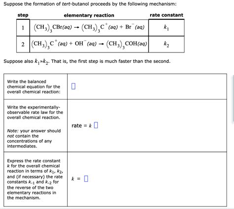 Solved Suppose The Formation Of Tert Butanol Proceeds By The Chegg