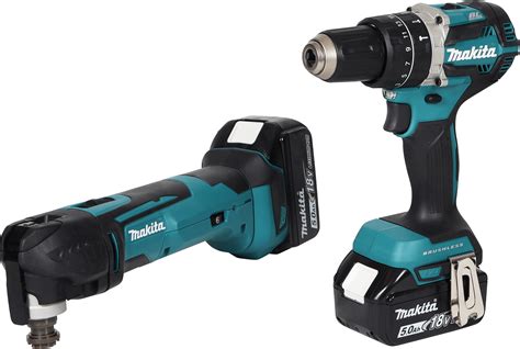 Makita 18v Slagboremaskine Multicutter Dhp484 Dtm51 Med 2x5 0ah