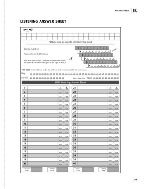 Pdf Listening Answer Sheet Thành Long Nguyễn