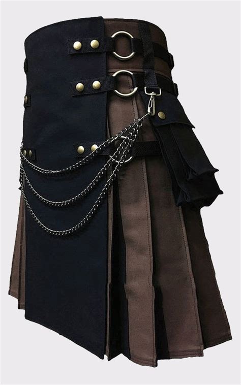 Black And Brown Gothic Hybrid Kilt Highlander Kilt