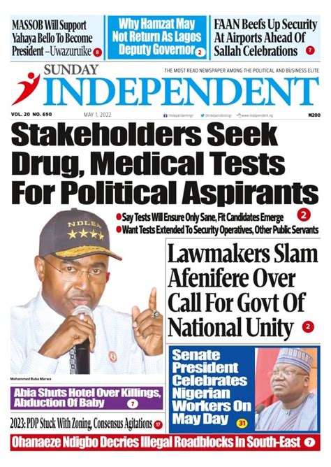 Nigerian Newspapers Daily Front Pages Review Sunday St May