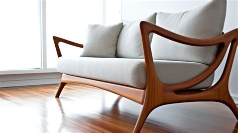 Premium AI Image | a white couch with wooden armrests