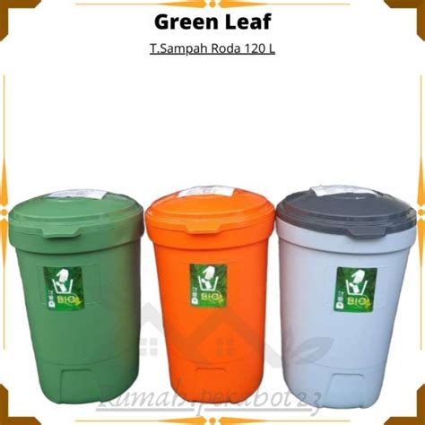 Jual Tempat Sampah Roda Liter Bio Earth Green Leaf Di Seller