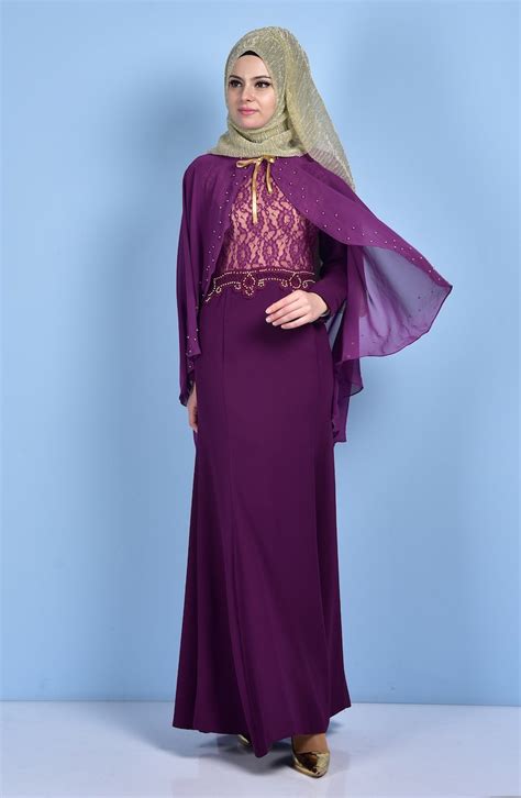 Purple Islamic Clothing Evening Dress 7006 01 Sefamerve