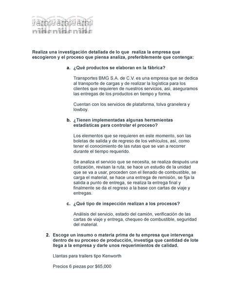 Actividad Control Estad Stico De Calidad Realiza Una Investigaci N