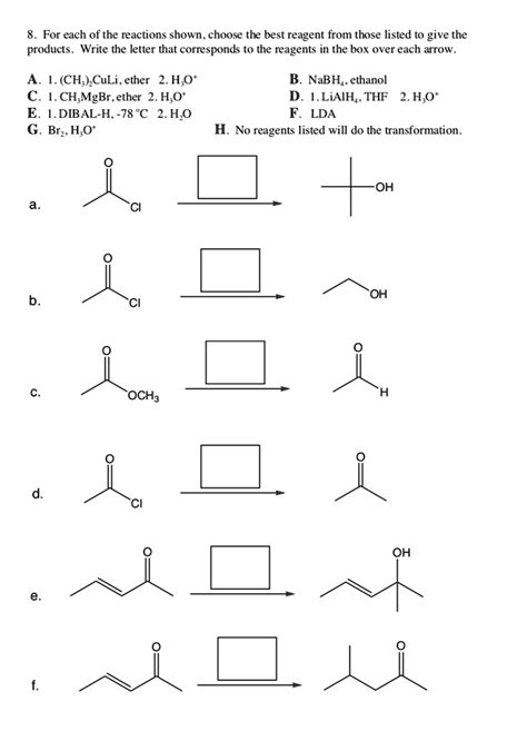 Solved For Each Of The Reactions Shown Choose The Best Reagent From