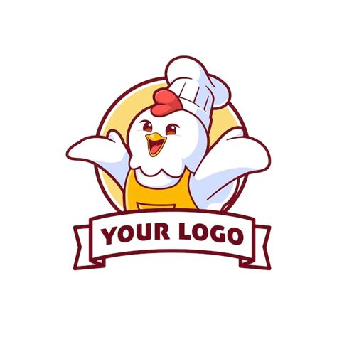 Vector De Logo De La Mascotte Du Chef De Poulet Mignon Illustration D