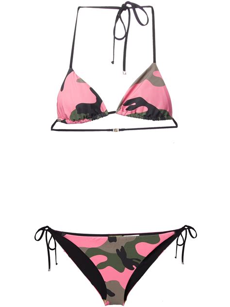 Valentino Camouflage Triangle Bikini In Pink Lyst