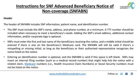 Instructions For Snf Advanced Beneficiary Notice Of Non Coverage Snfabnpptx