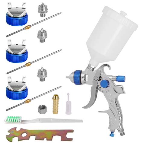 Hvlp Spray Gun Gravity Feed Air Pneumatic Air Paint Spay Gun With 1 4 1 7 2 0mm 600cc Cup High