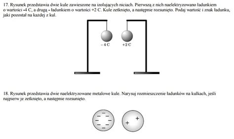 1 Rysunek przedstawia dwie kule zawieszone na izolujących niciach