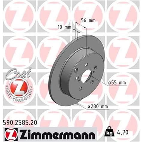 ZIMMERMANN BREMSSCHEIBEN 280mm BELÄGE HINTEN passend für TOYOTA