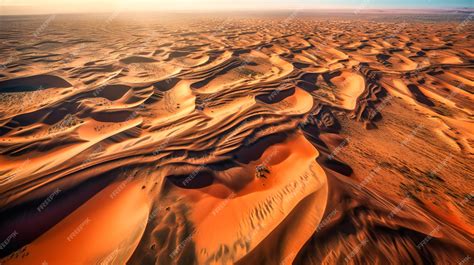 Premium Ai Image A Mesmerizing Aerial View Of Windsculpted Desert