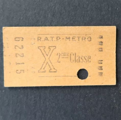 ANCIEN TICKET PARIS Métro 1960 2ème classe 62215 RATP Metropolitain 28