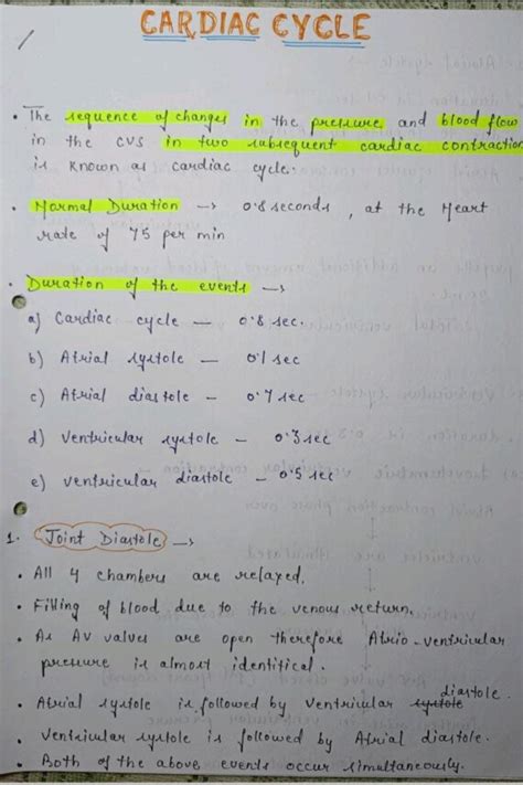 Cardiac Cycle Handwritten Notes PDF Shop Handwritten Notes SHN