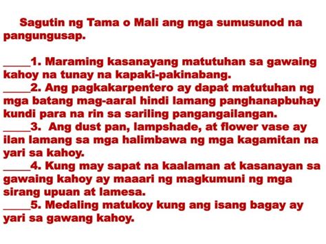 Epp 5 Ppt Q3 W1 Day 5 Mahalagang Kaalaman At Kasanayan Sa Gawaing Kahoy 1 Pptx